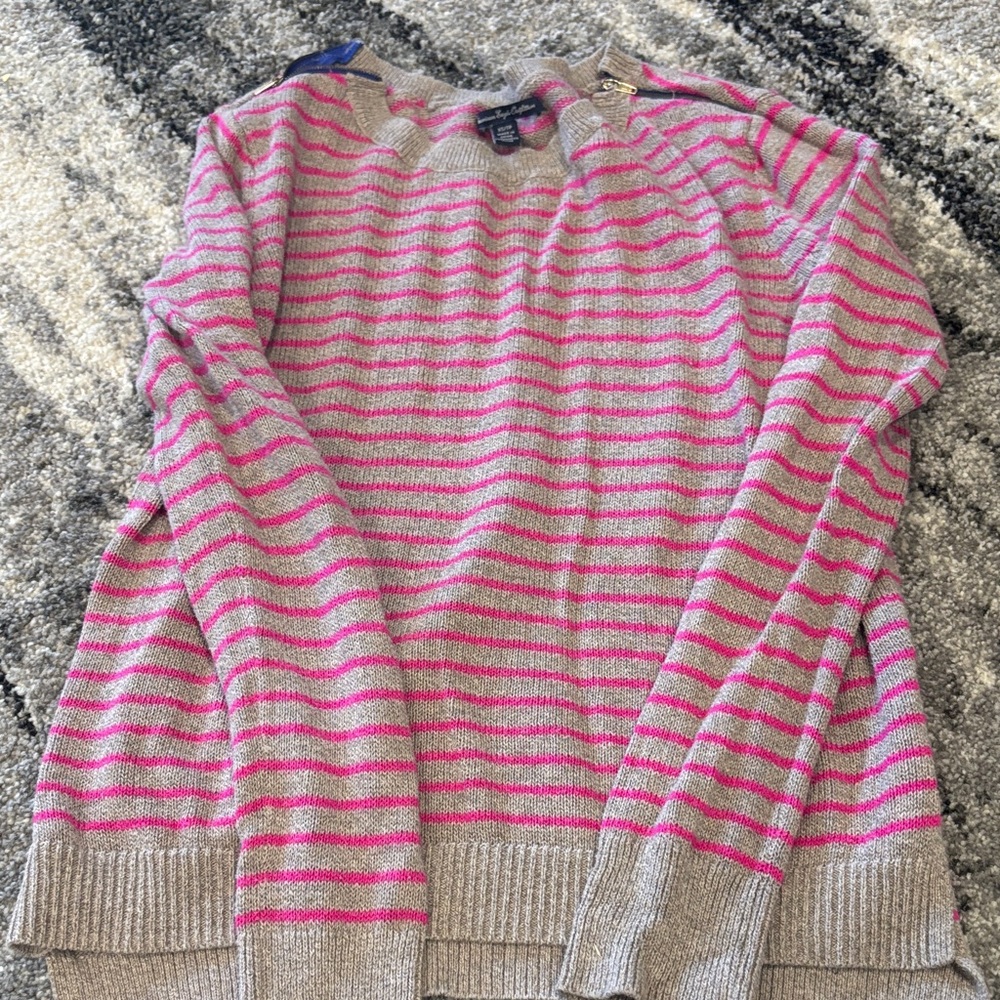 American Eagle Outfitters Pink and Tan Striped Sweater